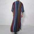 thumbnail image 3 of Lindreshi Robes for Women Mens Summer Fashion Casual Stripe Print Long Sleeve Shirt Retro Robes, 3 of 8