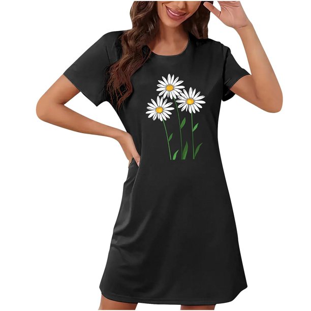 Camisón corto de talla grande para mujer, camisón de manga corta con estampado de pecho a la moda, camisón para mujer