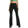 thumbnail image 1 of Women's High Waist Hollow Out Flare Pants Stretchy Cut Out Slim Fit Bell Bottomed Long Trousers, 1 of 7