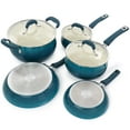 thumbnail image 2 of Oster Corbett 8 Piece Nonstick Aluminum Cookware Set in Teal, 2 of 3