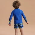 thumbnail image 5 of GYRATEDREAM Boys Two Piece Rash Guard Swimsuits Long Sleeve Rash Guard and Swim Trunks Outfit Set Toddler to Little Kid,Size 6-7 Years, 5 of 7