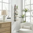 thumbnail image 2 of Danya B. 4-Tier Ladder Bracket Floating Wall Shelves - Black Metal and White Birch Finish, 2 of 13