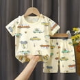 thumbnail image 2 of NIEWTR Toddler Baby Clothes Boy Cotton Summer Short Sleeve T-Shirt and Short Set（Beige,3-6 Months), 2 of 4