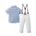 thumbnail image 2 of CARETOO Boy Clothes Set Toddler Formal Plaid Dress Shirt Bowtie Suspender Pants Wedding 1-5 Years, 2 of 18