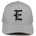thumbnail image 2 of Daxton Premium Mid Profile Hat Semi Curved Visor Light Grey Cap White Black Gothic Embroidered, Letter E, 2 of 4
