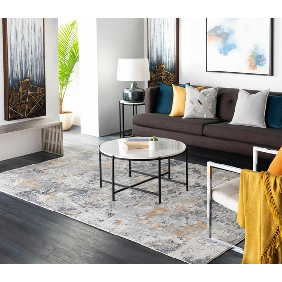 Hauteloom Lenzburg Living Room, Bedroom Area Rug - Modern - Gray - 7'10" x 10'3"