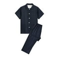 thumbnail image 1 of jovatis Hauts pour Femmes Chic Décontracté Vêtements d'Intérieur Décontractés pour Femmes Hauts à Manches Courtes Pantalons Col Rabattu Pyjamas de Nuit Ensembles, 1 of 2