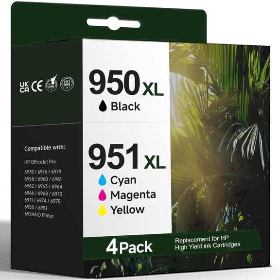 950XL 951XL Ink Cartridge Compatible for HP 950 and 951 Ink Cartridges Combo Pack Work for OfficeJet Pro 8100 8110 8600 8610 8615 8616 8620 8625 8630 8640 Printer