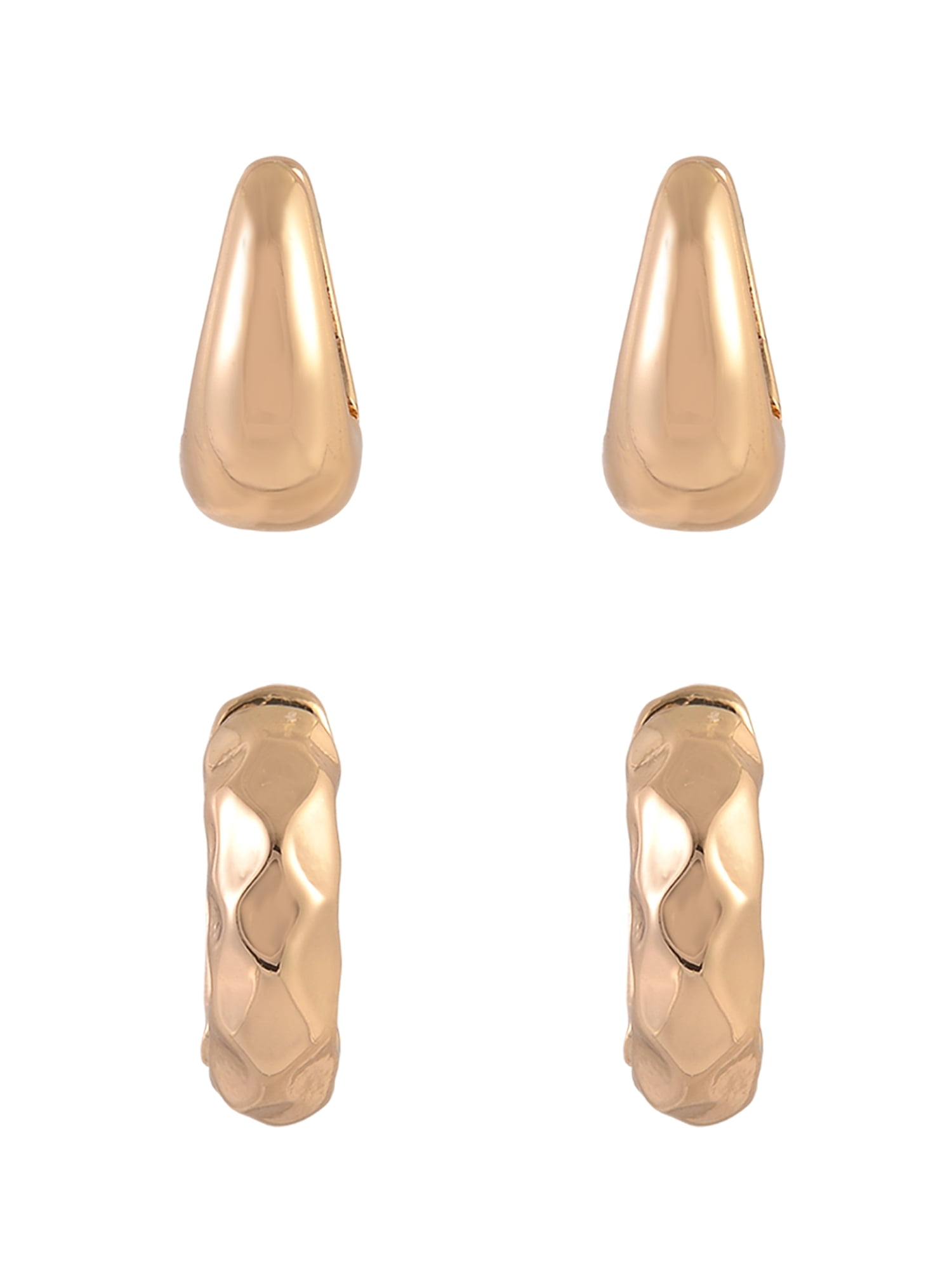 Time and Tru Goldtone 3-On Textured Hoops Earring Set