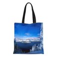 thumbnail image 1 of NUDECOR Toile Sac Fourre-Tout Lacs Lac de Cratère en Hiver Sac à Main Réutilisable Épaule Sacs d'Épicerie, 1 of 1