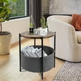 thumbnail image 4 of Round End Side Table, Sofa Side Snack Table with Fabric Storage Basket, Small bed Nightstand for Living Room Bedroom, Wood Top, 4 of 9