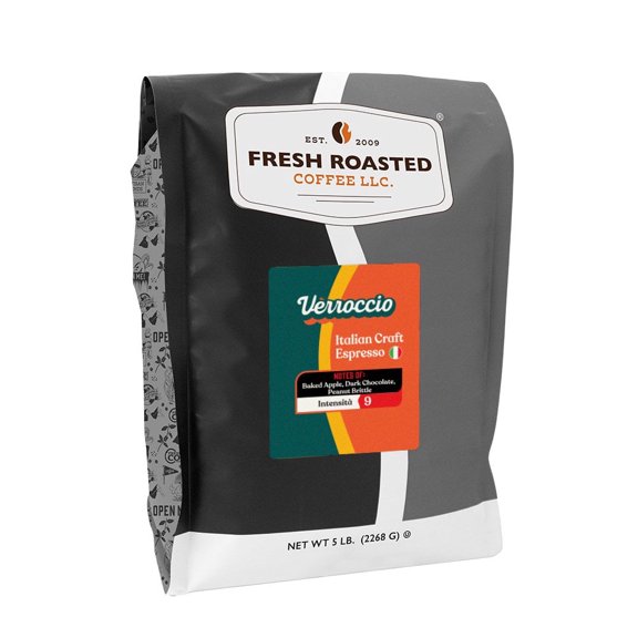 Fresh Roasted Coffee, Verrocchio Italian Craft Coffee, Dark Roast, Whole Bean, 80 oz 5 lbs