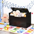 thumbnail image 3 of Infans Kids Toy Box Wooden Flip-top Storage Chest Bench W/ Cushion Safety Hinge, 3 of 7