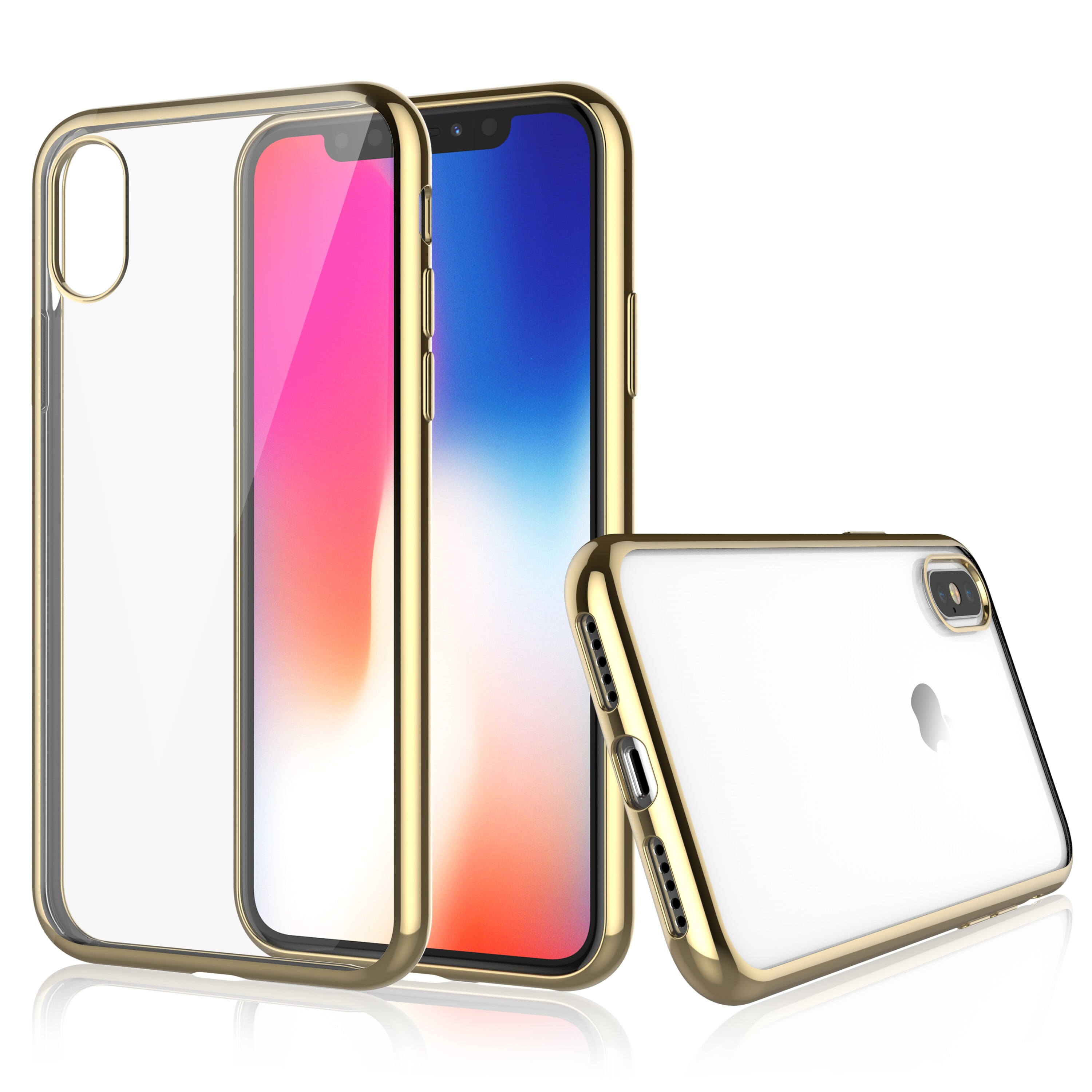 iPhone X Case, Apple iPhone X Case, iPhone X Study Case, Njjex iPhone 10 Case Cover Crystal Shock-Absorption Soft TPU Bumper and Anti-Scratch Ultra Sturdy Slim Case For Apple iPhone X - Gold