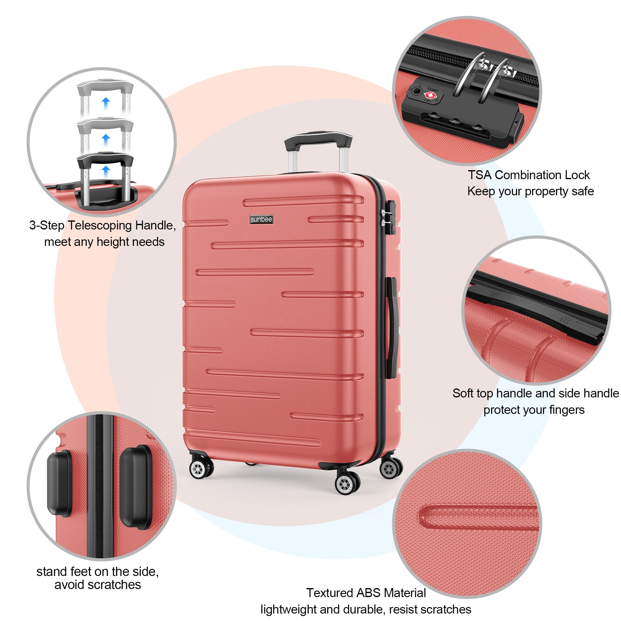 Sunbee Hardshell 3 Piece Luggage Sets, ABS Suitcase with TSA Lock, Spinner Wheels, Orange - Walmart Business Supplies Sunbee Hardshell 3 Piece Luggage Sets, ABS Suitcase with TSA Lock, Spinner Wheels, Orange - Walmart Business Supplies