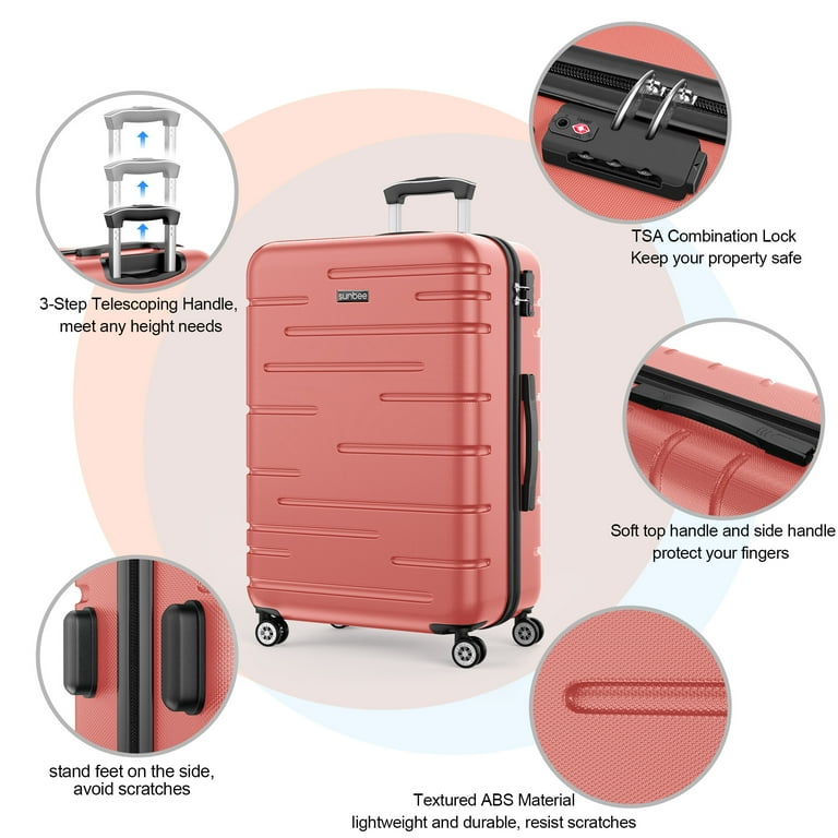Sunbee Carry-On Hardshell Luggage Set, 3 Piece, TSA Lock