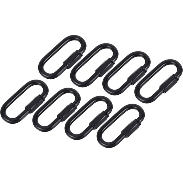 HUGFEGWE 6 Pcs Chain Connectors, Chain Locking Quick Link, Great for Light, Key, Camping, Backpack, Rope (Black, 6mm Thick) UA824-20261