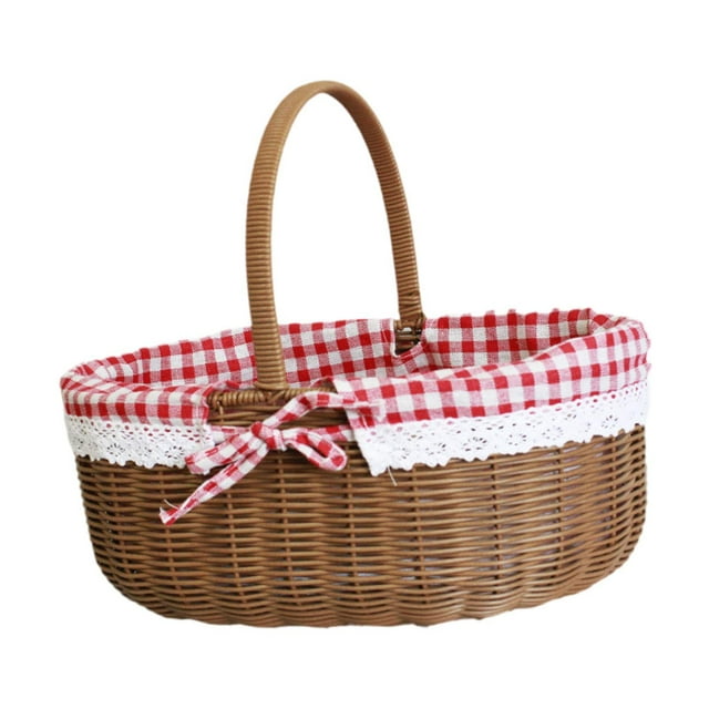 Cesta de picnic al aire libre, contenedor de cesta de flores con forro lavable, regalo para artículos diversos Grande
