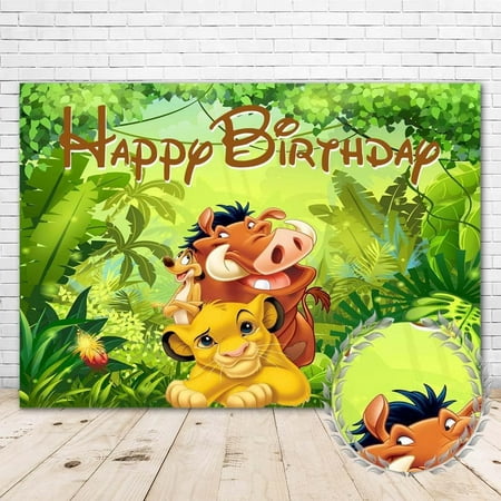 Image of Lion King Backdrop for Birthday Party 7x5ft Jungle Safari Happy Birthday Background Lion King Backdrop for Boy 1st