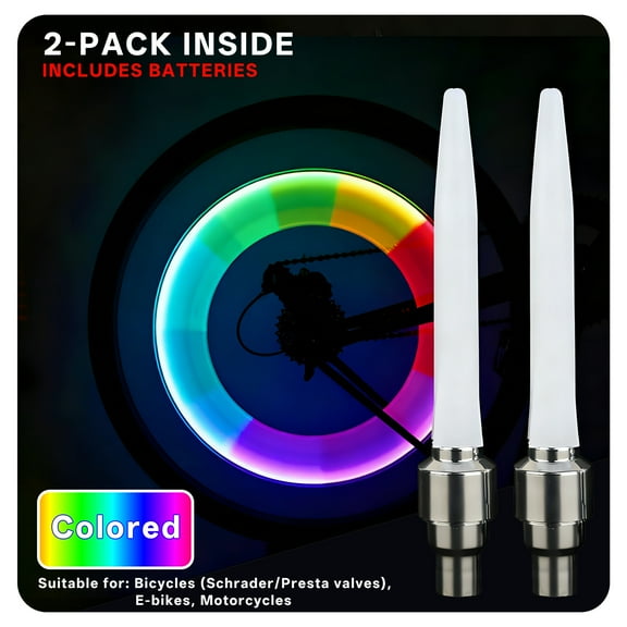 Colorful Bike Tire Lights,2-Pack LED Bike Wheel Lights,Waterproof Spoke Lights for Night Riding,Easy Install Bicycle Lights for Adult Mountain Bike Safety Accessories