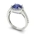 thumbnail image 2 of 1.86 ct Round Cut Simulated Tanzanite Halo Engagement Ring for Women in 18K White Gold, 2 of 5