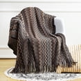 thumbnail image 4 of Battilo Boho Black Throw Blanket,Decorative Knitted Blankets with Tassel,Outdoor Throws,50"x60", 4 of 7