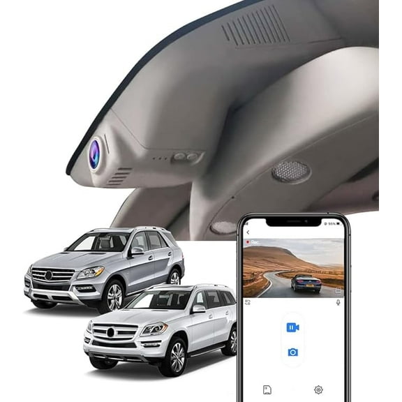 Fitcamx 4K Dash Cam Suitable for Benz GL 350 450 550 2013-2016 X166 & ML 250 350 400 550 2012-2015 W166 (HD2-6008), Black, 64GB Card