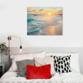 thumbnail image 3 of Creowell Beach Ocean Wall Art Sunset Pictures Beach Prints Romantic Sea Coastal Waves Canvas Paintings for Living Room Bedroom Bathroom Office Framed Artwork Seascape Wall Art Decor 20"x16"in, 3 of 3