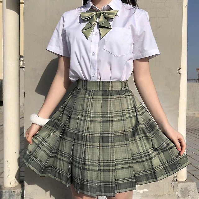 Faldas plisadas de uniforme escolar para niñas, uniforme escolar japonés, falda a cuadros de cintura alta, uniformes JK sexys para mujer, conjunto completo