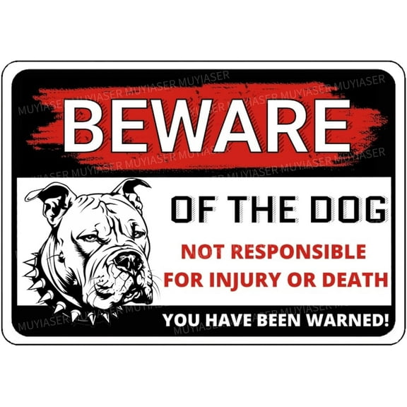 Beware Of The Dog Pitbull You Have Been Warned Aluminum Metal Tin Signs Outdoor Yard Sign Warning Sign For Fence Yard Home Kitchen Farm Garden Wall Decor 8x12 Inch