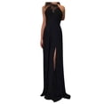 thumbnail image 4 of DHFJKG Women Lace Formal Dresses Floral Embroidery Sleeveless Self Tie Halter Dress Evening Ball Gown Split Maxi Dress Trendy Dresses, 4 of 5