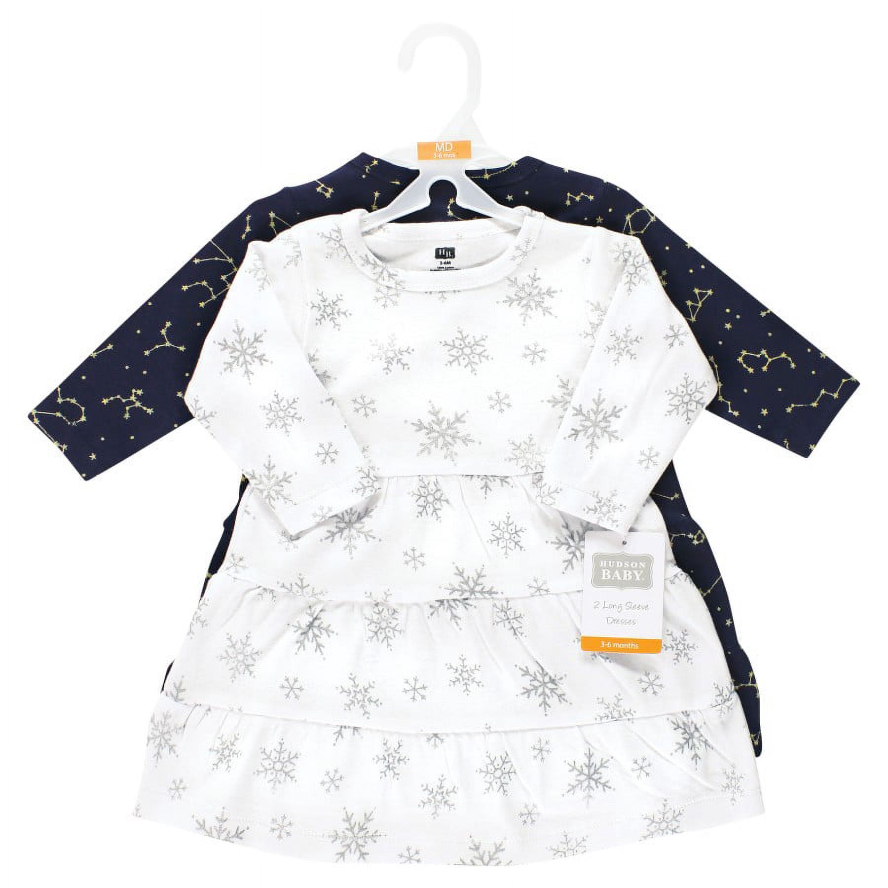 Hudson Baby Girl Cotton Dresses, Metallic Snowflake Star, 14 Years