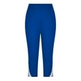 thumbnail image 5 of QATAINLAV Workout Leggings for Women Tummy Control Yoga Capri Leggings Summer Lace Patchwork Bottom Pants 2024 Solid Color High Waisted Cropped Legging Mono de Verano Para Mujer Blue 3XL, 5 of 6