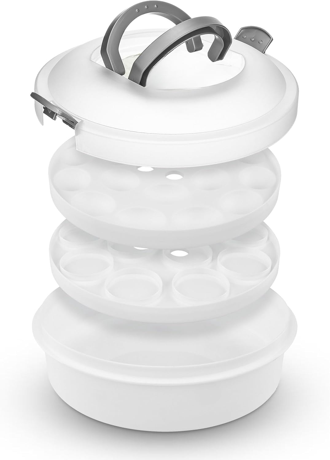 Pie Carrier with Lid and Handle – 3-in-1 Plastic Dessert Container for Pies, Cakes, Cupcakes, and Muffins