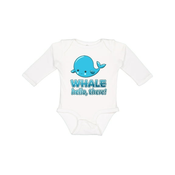 Inktastic Whale, Hello There Boys or Girls Long Sleeve Baby Bodysuit