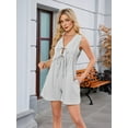 thumbnail image 5 of Women'S Summer Casual Rompers Lace-Up Short Loose Linen Jumpsuit Beach Outfits Travel Vacation Clothes Grey S, 5 of 8