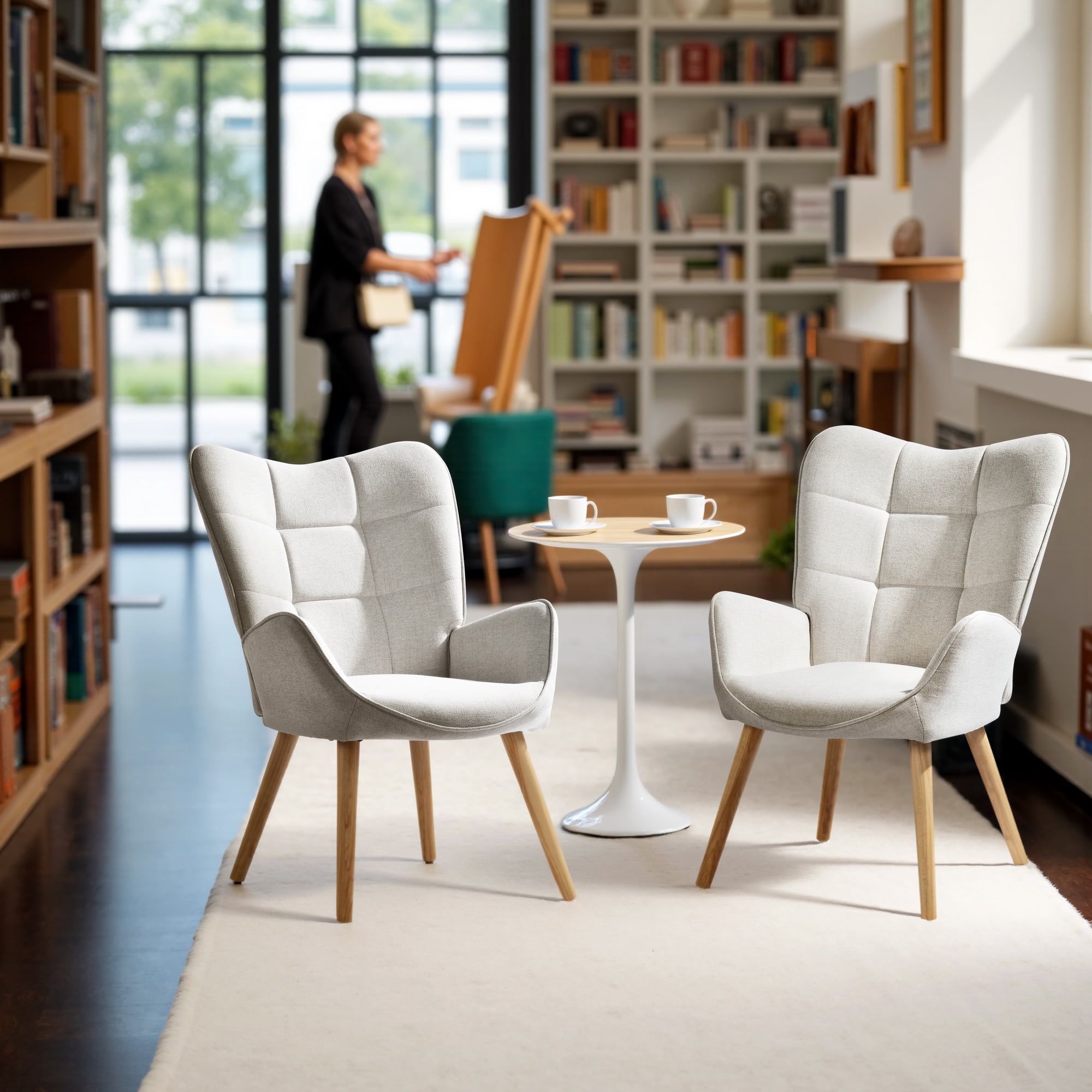 Homy Casa Waiting Room Guest Chair Office Reception Charis Lounge Charis for Living Room Bedroom Makeup, Beige