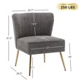 thumbnail image 2 of DRKAT Boucle Accent Chair with Gold Metal Legs, Comfy Tufted Chair, Upholstered Living Room Chair, Modern Side Chair, Armless Slipper Chair for Bedroom Guest Room Vanity, Grey, 2 of 7