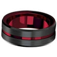 thumbnail image 4 of Sinister Rocker Ring Black Red Genderless Stainless Steel Gothic Vampire Band, 4 of 5