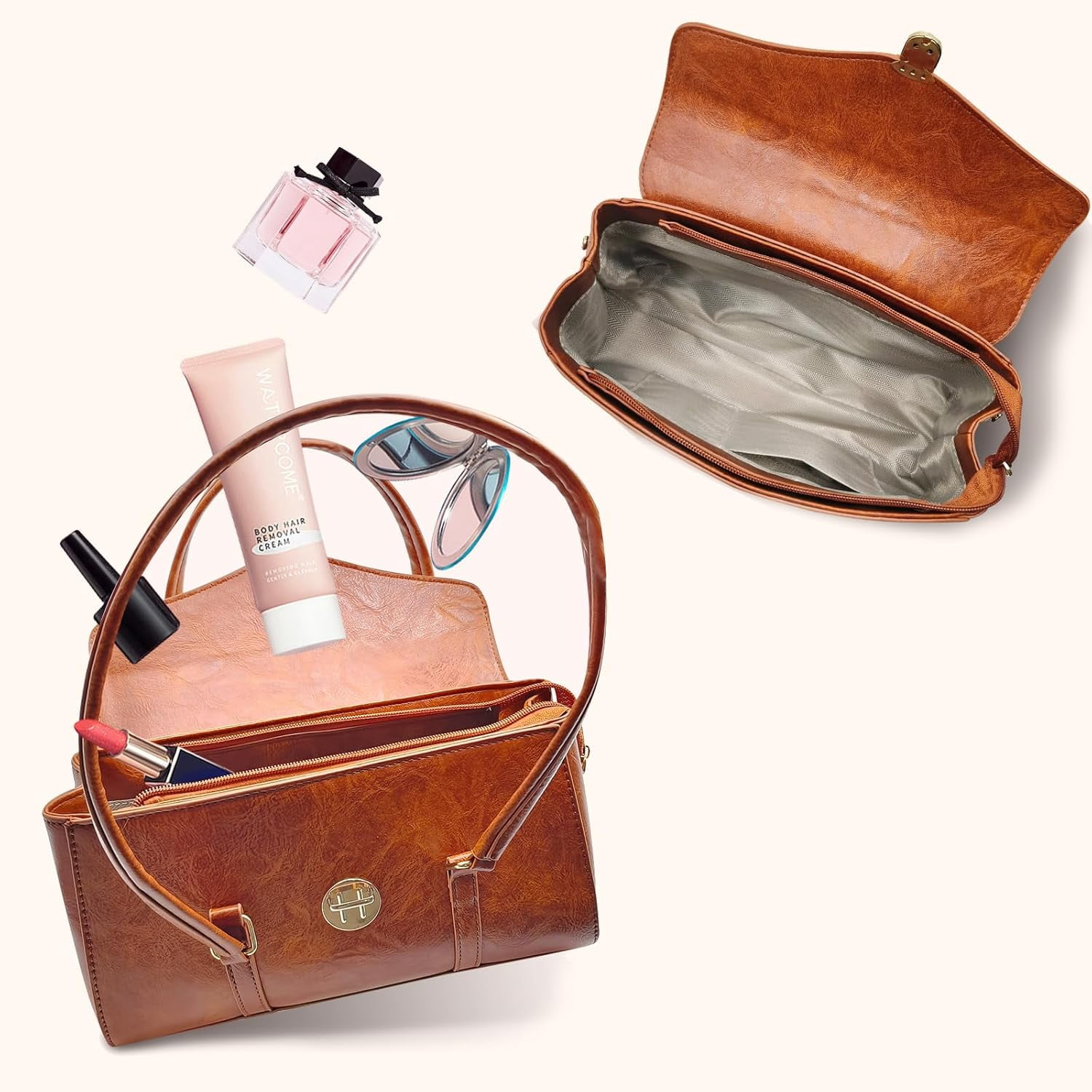 Shoulder Bag for Women, Cute PU Leather Small Purse Handbags, Retro Classic Tote Purses for Women with Removable Strap