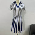 thumbnail image 6 of ZEHJUHAN Women's Elegant V-Collar Striped Short Sleeve Shift Dress, A-Line Summer Casual Day Dress Blue，XXL, 6 of 7