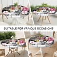 thumbnail image 7 of Pioneer Flower Floral Print Pattern Round Fitted Tablecloth with Elastic Edge,Dining Table Cover Waterproof,Outdoor Round Tablecloth for Camping,Dining,Indoor and Outdoor, 7 of 7