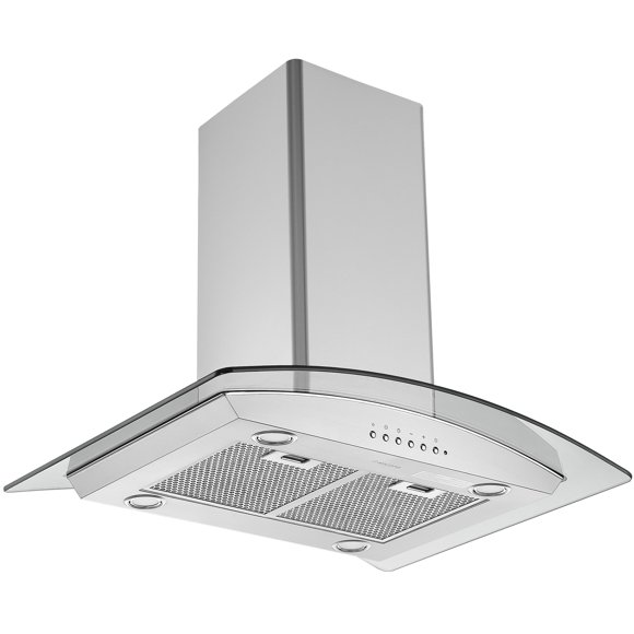 Ancona 30 in. Convertible Island Glass Canopy Range Hood in Stainless Steel