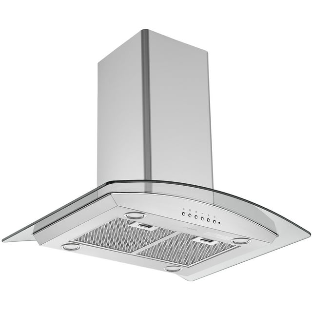 Ancona 30 in. Convertible Island Glass Canopy Range Hood in Stainless Steel