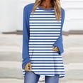 thumbnail image 2 of SHTXOZHI Women's Long Sleeve Tunic Tops Round Neck Striped Blouse Color Block Loose Shirts, 2 of 5