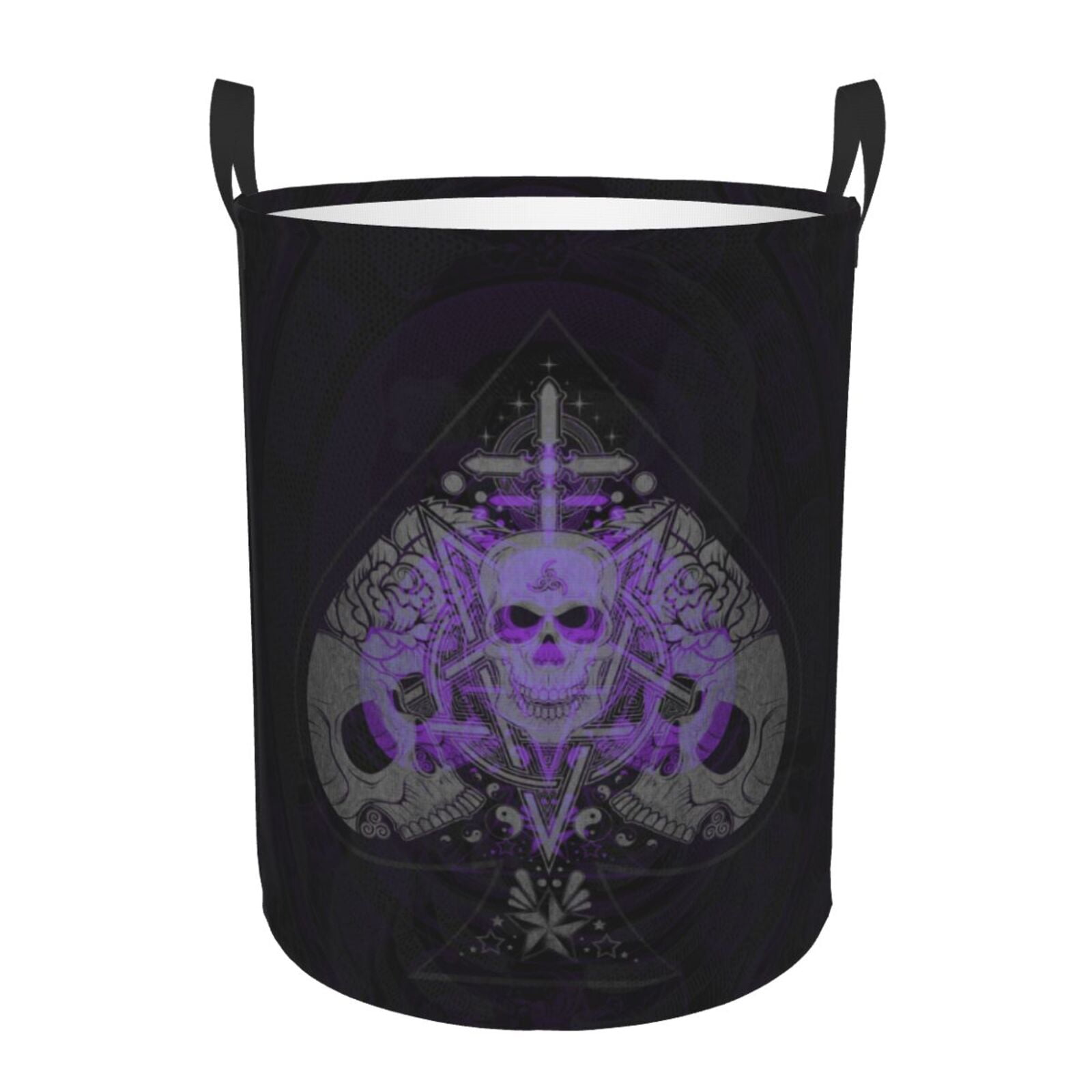 XMXT Collapsible Laundry Basket, Ace Poke Skull Grey Print Waterproof