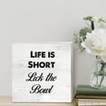 thumbnail image 4 of Zomyto 5x5 IN Funny Kitchen Wooden Box Sign Desk Decor Life is Short Lick the Bowl Wood Block Plaque, 4 of 5