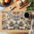 thumbnail image 2 of Orange Grey Spring Floral Placemats Set of 6 Vintage Watercolor Flower Place Mats Indoor Wipeable Table Mats Washable Cloth Dining Table Placemats for Kitchen Holiday Party Home Decor 13x19 Inch, 2 of 9