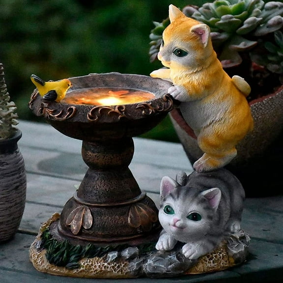 AZXY Garden Statue,Garden Animal Statues,Garden Decor Statue,Garden Decorations Statues for Outside Outdoor Clearance,Resin Cat Statue with Solar Lights