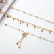 thumbnail image 3 of Tobilleras para mujer, tobilleras de moda para mujer, con cuentas de arroz y colgante de estrella de seis puntas, juego de 3 piezas de aleación., 3 of 5